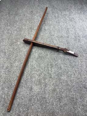 Vintage Montagnard Crossbow Art Carved Wooden Tribal Bow US Vietnam War Era 42”